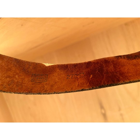 Vtg Sears Leather Belt with Rad Stone Buckle - Picture 5 of 9